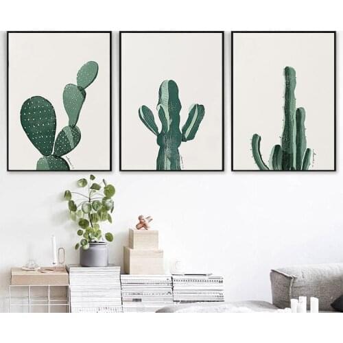 Modern Minimalist Cactus Canvas Painting Growth Process Poster Green Plant Wall And Print Nordic Style Living Room Decorative