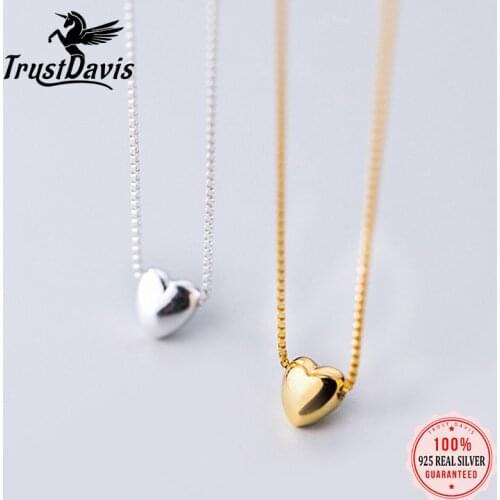 Trustdavis Heart Necklace 925 Sterling Silver Made Real Silver Pendant Girls Love Gift For Women Necklaces Jewelry DA1164