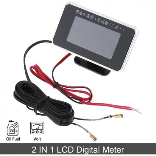 Universal 12V 2 In 1 Car LCD Digital Volt Gauge + Water Temp Gauge with Sensor for Car / Truck