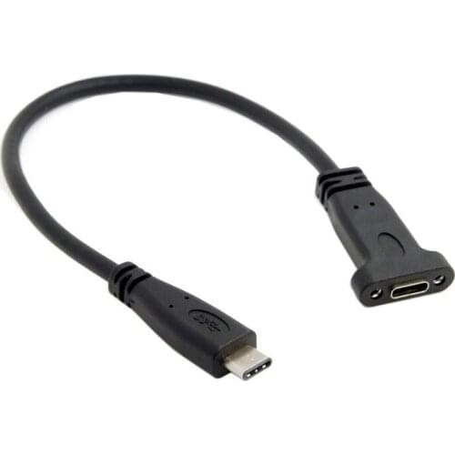 USB 3.1 Type-C Male to Female Extension Data Cable with Panel Mount Screw Hole 20cm