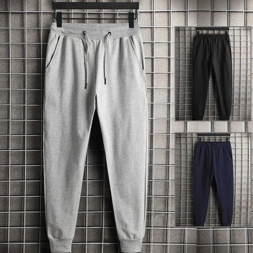 2021 Spring Autumn Mens Pants Fashion Streetwear Elastic Waist Mens Clothing Sweatpants Casual Jogger Solid color Mens pants