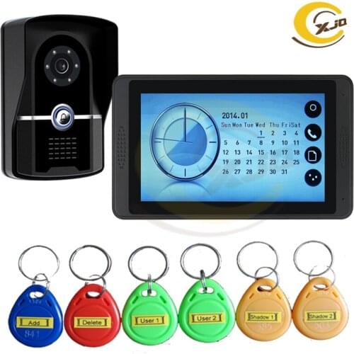 XJQ New Wired/WiFi Home 7'' Color RFID Card Video Doorbell Monitor Intercom With Outdoor Camera Door Phone Intercom System