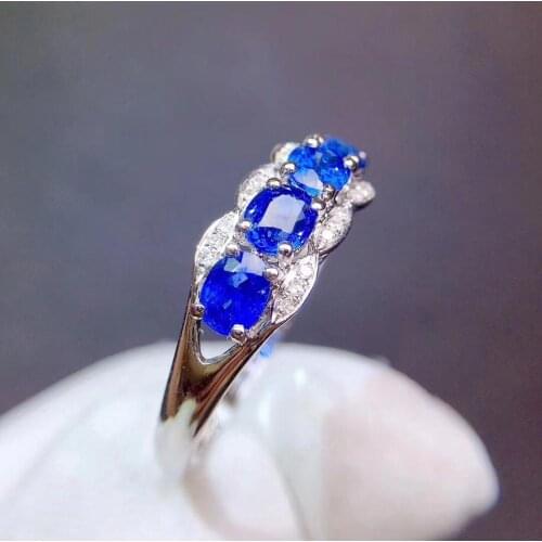Fine Jewelry Real 18K Gold 100% Natural Royal Blue Sapphire Gemstones 1.1ct Diamonds Classic Fine Women Ring for Female Rings