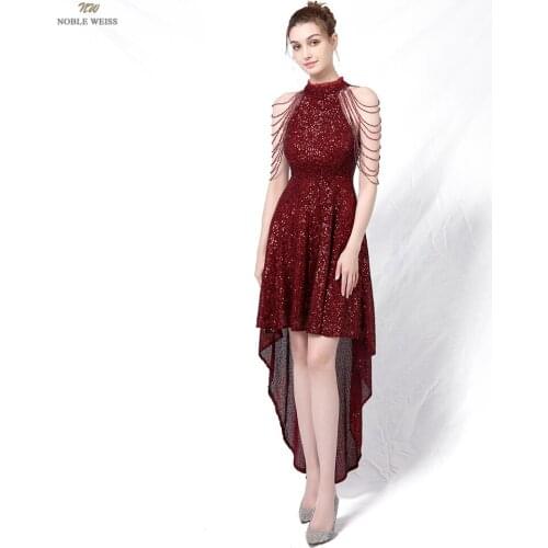 Sexy Prom Dress Vestidos De Fiesta Ankle-Length Asymmetrical Dress Prom Sequin Prom Dresses