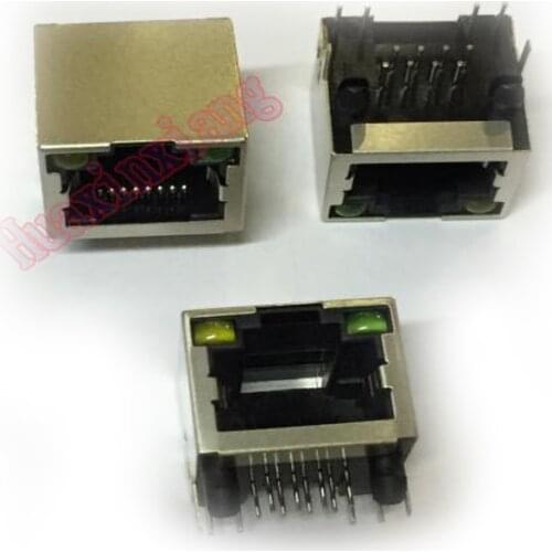 20PCS/Lot RJ45 8P8C Female Jack Connector Steel Shield Network 90 Degree With LED