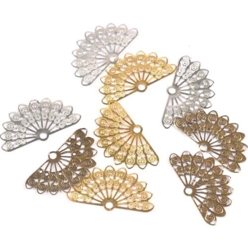 20pcs mix Filigree hollow Fan Wraps Connectors Metal Crafts Gift Decoration DIY Findings Scrapbooking craft ykl0752