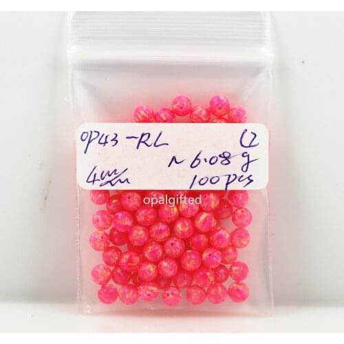 50pcs/ lot OP55 hot pink 4mm Hot Sale Synthetic Full Drilled Round Ball Opal Beads Synthetic Opal Stone Price for fashion gift