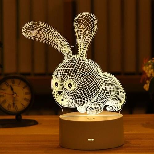 3D Acrylic LED Night Light Wifes Gift Table Desk Bedroom Lights Lucky Cat Home Decorate Kids Room Decoration Christmas Gifts