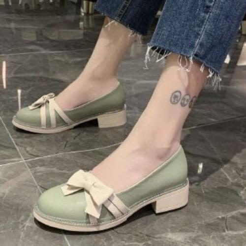 Bow knot fairy single shoes Mary Jane small leather shoes go with everything