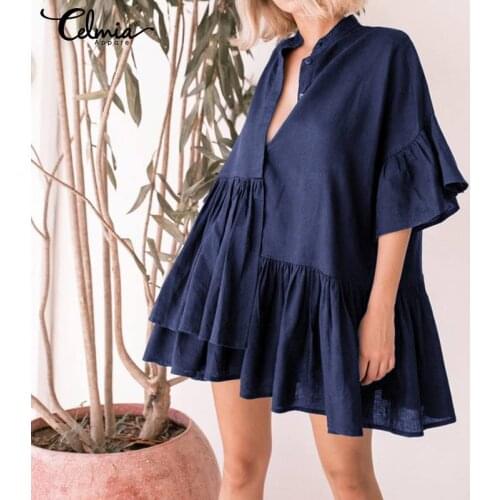 Летние платья-рубашки Celmia China At AliExpress