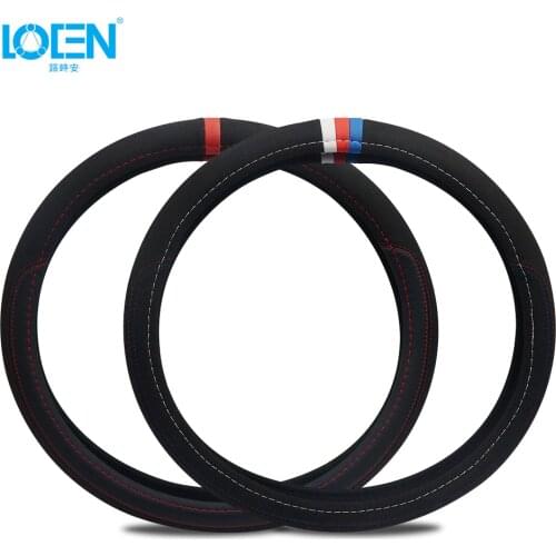 Four Season Breathable Car Steering Wheel Cover Suede Leather Black Non-Slip Durable 38cm Diameter Universal For Honda BMW Kia