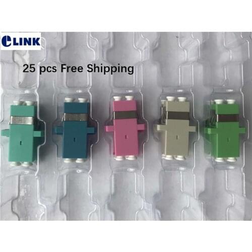 25pcs LC duplex adapter SC shaped SM MM OM3 OM4 APC fiber DX coupler connector blue green gray aqua pink free shiping IL