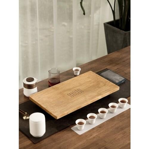 Eco Friendly Tea Tray Bamboo Drainage Dry Bubble Vintage Coffee Kung Fu Tea Tray with DrawerBandeja Madera Kitchen Teaware DG50C