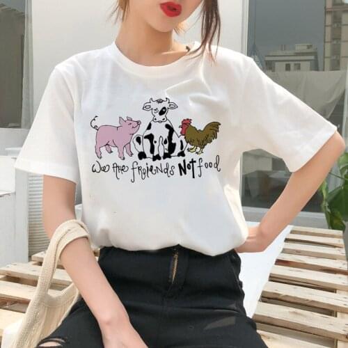 Vegan T Shirt Cute Womens women Small Fresh T-shirt Cartoon Casual Short Sleeve Harajuku Tshirt Top Female Ullzang Fashion Tee