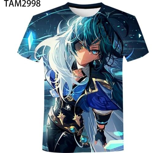 2021 New Fashion Japanese Anime Genshin Impact 3d T-shirt Casual mens womens childrens Summer Short Sleeve Street Top