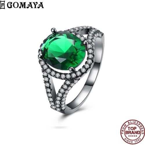 GOMAYA Charm Classic Rings For Women Green Clear Zirconia Ring Party Anniversary Gift Fashion Accessories Jewelry New Arrival