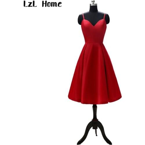 LzL Home Hot sale red evening dress suspenders halter short evening dress ball gown cocktail party woman dress