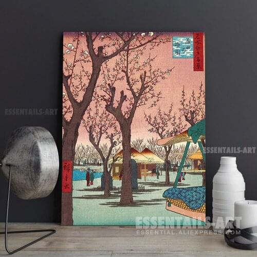 Japanese style Plum Garden at Kamata Canvas Wall Art Painting Decor Bedroom study Living kid Room Home Decoration Prints