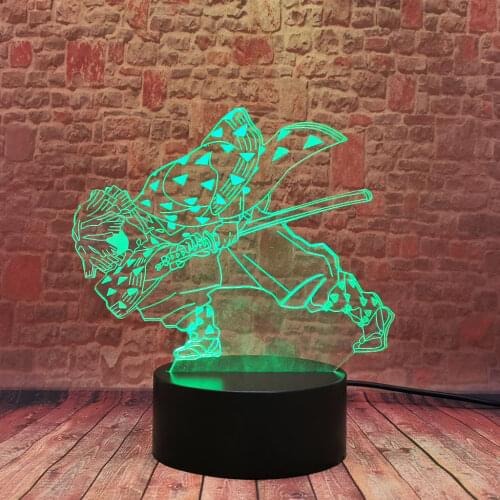 Kamado Tanjirou Model 3D Illusion LED Desk Nightlight Colorful Changing Light Demon Slayer Anime Figure Toys
