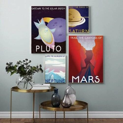 Space Planets Vintage Universal Planet Art Canvas Painting Poster and Print Science Fiction Wall Pictures for Living Room Decor
