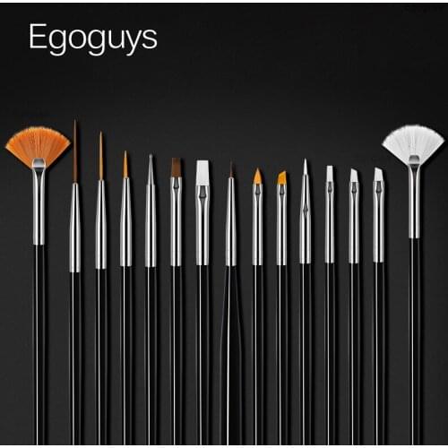 15pcs Nail Brush Set Dotting Pen Gem Picking Gel Paintbrush Fan Builder Manicure Lines Liner Flower Pattern Drawing DIY Toolkit