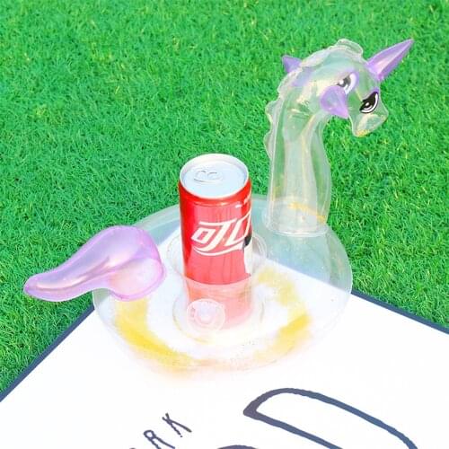 Inflatable Drink Holder Sequins Unicorn Shape Transparent Float Cup Holders Floating Coaster for Bathtub Swimming Pool