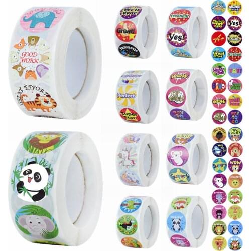 500pcs/roll Zoo Animals Cartoon Sticker for Children Classic Toys School Teacher Reward Sticker Cute Pattern Kids Favor Supplies