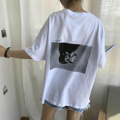 2021 spring new Korean version ins short-sleeved T-shirt female Korean version of the wild loose and strange mid-length T-shirt