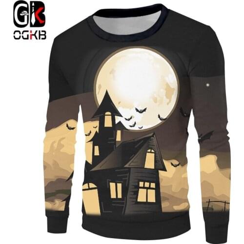 OGKB Lady Halloween Pumpkin And Camouflage Skull Pullovers 3D Printed Lovely Madam Big Size 5XL Top Spring Sweatshirt