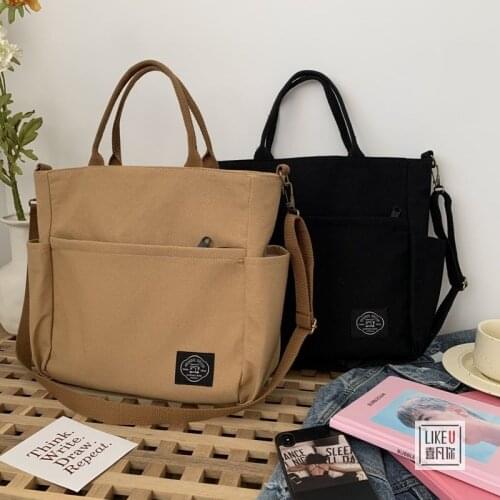 Japanese Style Original Simplicity Canvas Tote Bag Simple All -Matching Large Capacity Shoulder Messenger Bag for Men and Women