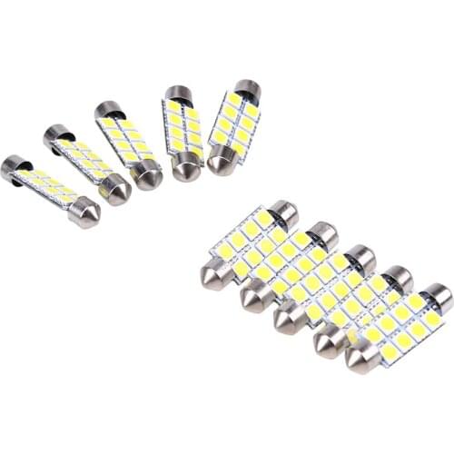 POSSBAY 10 Pcs 5050 39mm 8 SMD Car Interior Dome Festoon White LED Light Bulbs Lamp DC12V