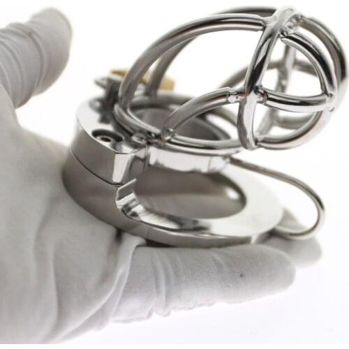 2-IN-1 BALL STRETCHER COCK CAGE COCK ring cock Cage metal Chastity Belt bdsm Fetish Hot Penis ring ball sex toys 2019