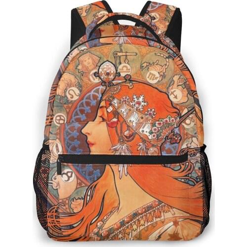 2020 Backpack Women Shoulder Bag Alfons Mucha - The Zodiac Fashion School Bag For Teenage Girl Backpacks Travel Bag