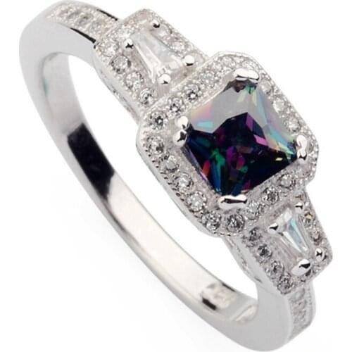 SHUNXUNZE Noble Generous Wedding rings Jewelry for women dropshipping Rainbow Cubic Zirconia Rhodium Plated R3258 size 6 7 8 9