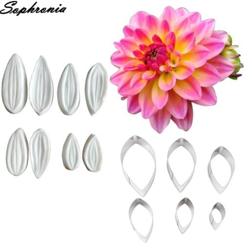 Dahlia Petal Veiner & Cutter Silicone Mold Fondant Mould Cake Decorating Tools Clay Gumpaste,Sugarcraft,Chocolate MoldCS272