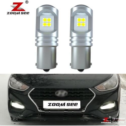 2pc P21W 800Lm Xenon white No Error DRL LED Daytime running light driving bulb For Hyundai Solaris 2014 2015 2016 2017 2018 2019