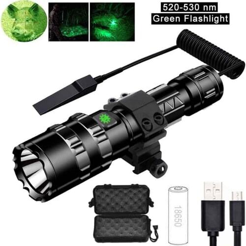 Tactical Flashlight for 20mm Picatinny Rail 500m range USB Waterproof LED Powerful Lights Night Hunting Shooting Camping lamp