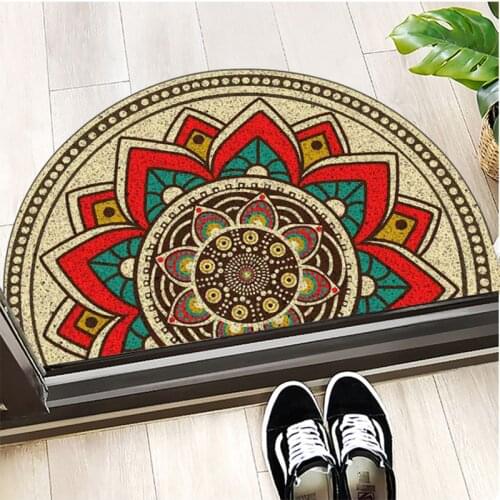 Outdoor entrance waterproof mat PVC stretch wire loop semi-circular floor mat rubber bottom anti-slip carpet Door Rub dirt rug