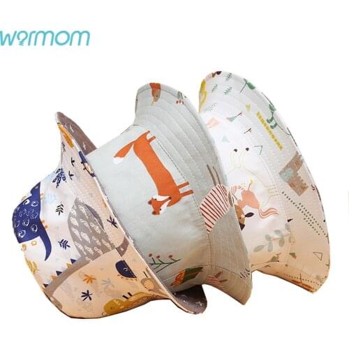 Warmom Summer Childrens Hats Cute Kids Cartoon Animal Forest Fox Hats for Boys and Girls New Baby Fisherman Hats for 3-8Y