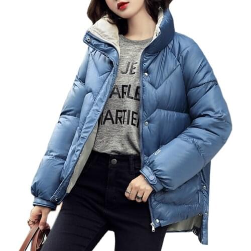 2020 women winter jacket short cotton padded womens coat autumn casaco feminino inverno solid color parka stand collar