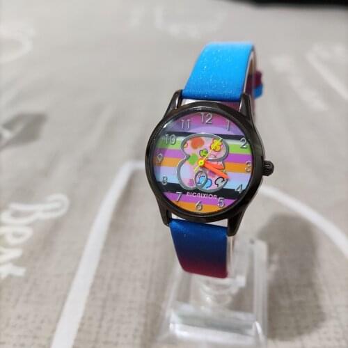 Women Watch 2021 Luxury Black Small Dial Bear Watch Fashion Creative Shiny Colorful Leather Strap Quartz Watch Gift Reloj Mujer