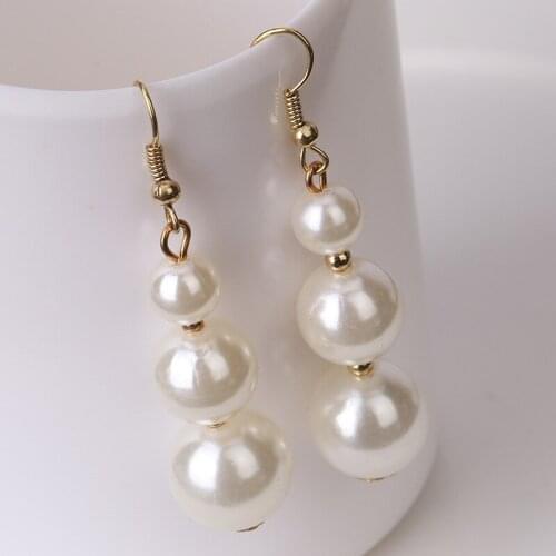 2019 New Large and Small Pearls Long dangle Earring for Women Girl Exaggerated Balls Tassel Earrings Allergies Fashion