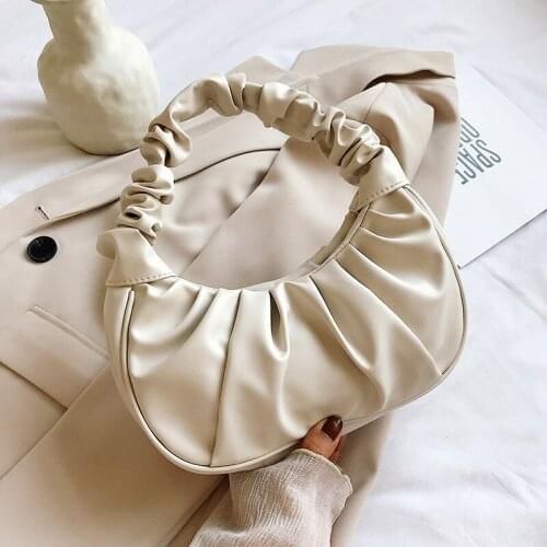 2021 Summer Pleated Handlebags for Women Pu Cloud Bags Leisure Armpit Bag Shopping Shoulder Bags Dumpling Handbag Female