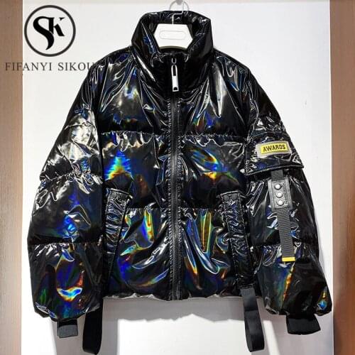 Winter Jacket Women High Quality Short Parka Fashion Glossy Loose Down Jacket Thick Warm Overcoat 90% White Duck Down Coat Femal