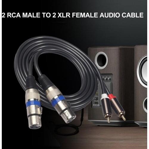 1.5m 2RCA Male to Dual XLR Female OFC AUX Audio Cable Shielded For Amplifier Mixer