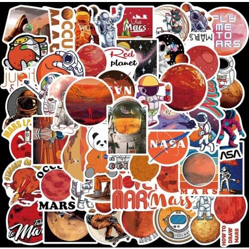 10/50Pcs Cartoon Astronaut Outer Space Mars Stars Sticker For Kid Laptop Decals Luggage Phone Suitcase Motorcycle Helmet Sticker