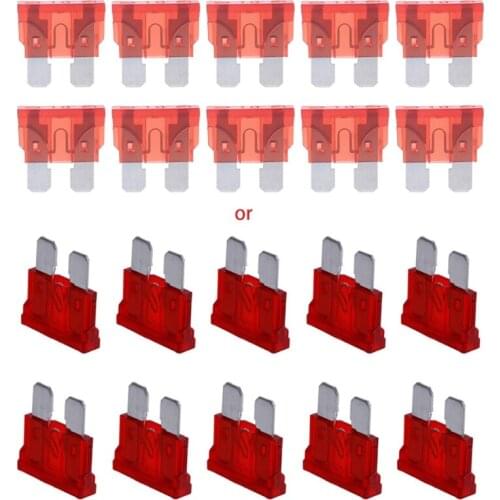 10Pcs 10AMP Blade Fuses Standard Red 10A Flat Fuse Car Bike Motorcycle Van Auto