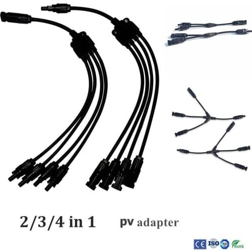 2/3/4 IN 1 Y connector solar panel cable solar connector 1to 2 1to 3 1 to 4 for solar panel system connecting in parallel