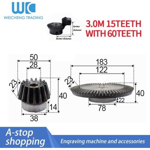 2pcs 1:4 Bevel Gear 3 Modulus 15Teeth + 60 teeth 90 Degree Drive Commutation Steel Gears Steel Gears