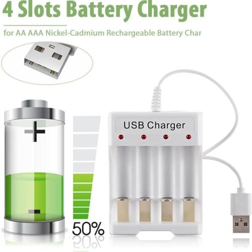 Portable 4 Slots Smart Battery Charger Wear Resistance Light Weight Safety AA AAA Rechargeable DC 5V Battery Charger